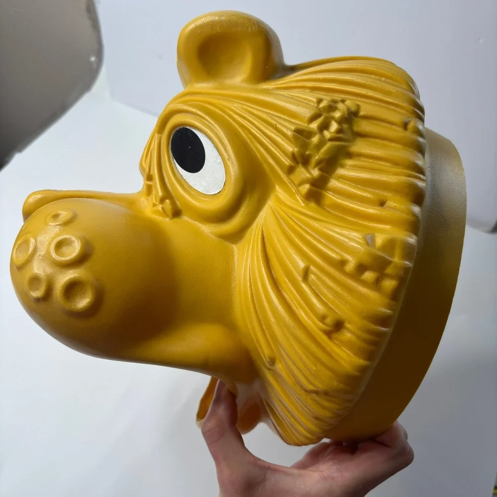 Vintage 70s Fesco Circus Lion Head Trash Can *Lid Only* Whimsical Decor Kid Core